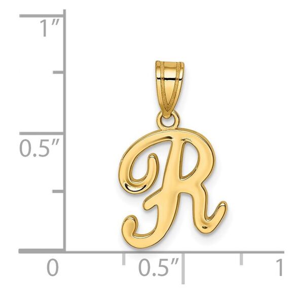 14k Yellow Gold, Mimi Collection, Small Script Initial R Pendant - Picture 4 of 5